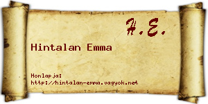 Hintalan Emma névjegykártya